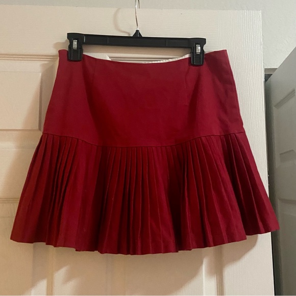 Ruth Stunning Red Pleated Mini Skirt Cotton - Anthropologie Size 6 - Picture 3 of 5